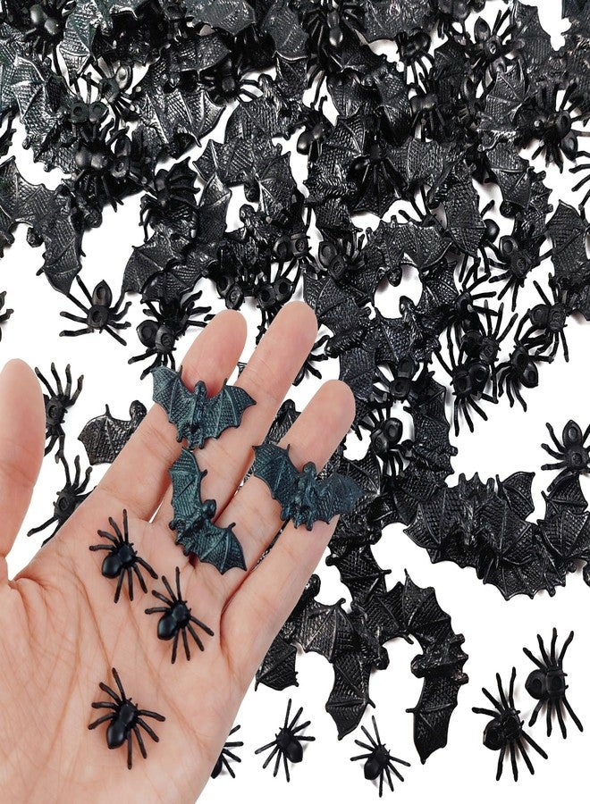 YOOHUA 300PCS Plastic Bats Spiders Halloween Mini Bats and Fake Spiders for Decorations Creepy Scary Prank Toys Plastic Insect Toys Halloween Miniatures - Image 1